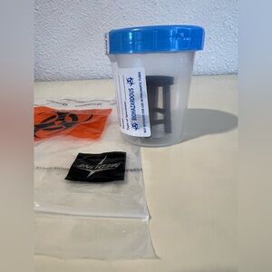 Blue and Clear Biohazard Container